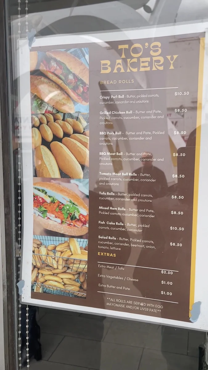 Menu, To's Bakery & Cafe
