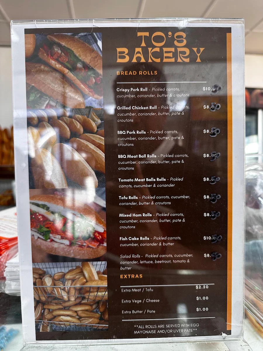Menu, To's Bakery & Cafe