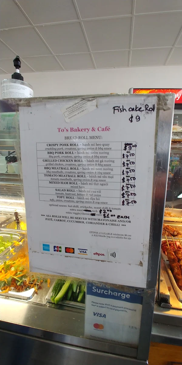 Menu, To's Bakery & Cafe