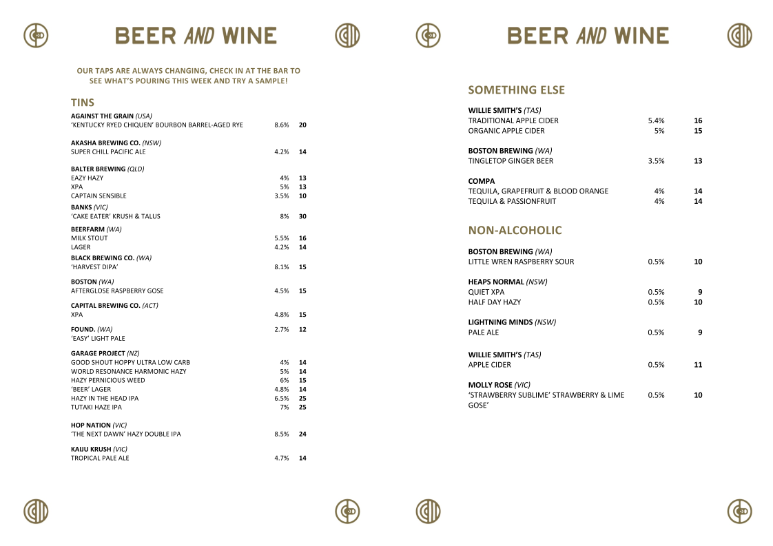 Menu, The Corner Dairy