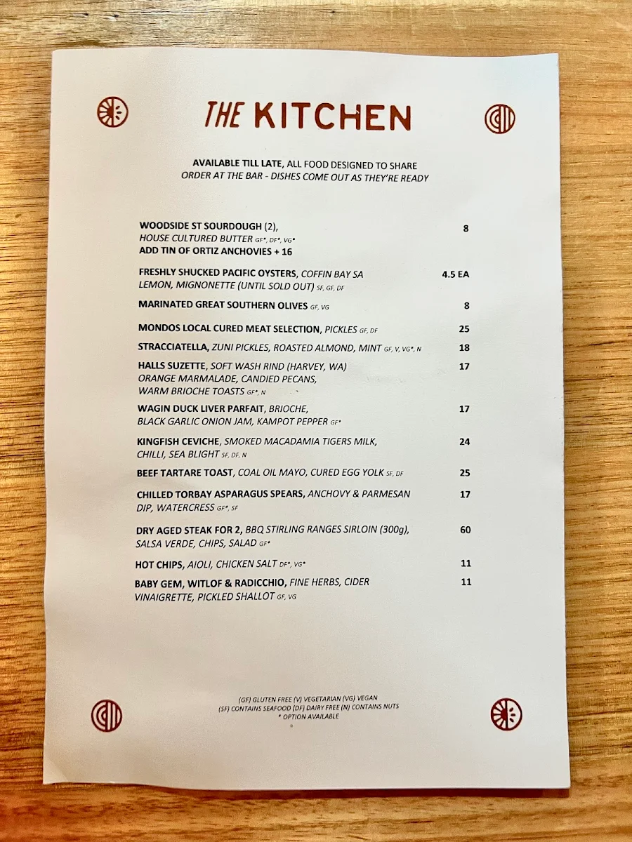 Menu, The Corner Dairy