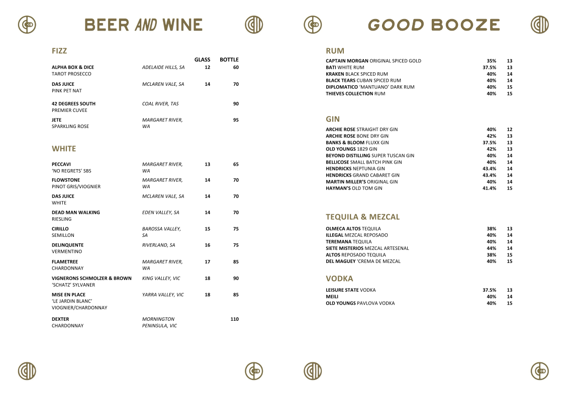 Menu, The Corner Dairy