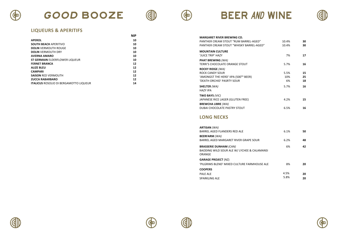 Menu, The Corner Dairy
