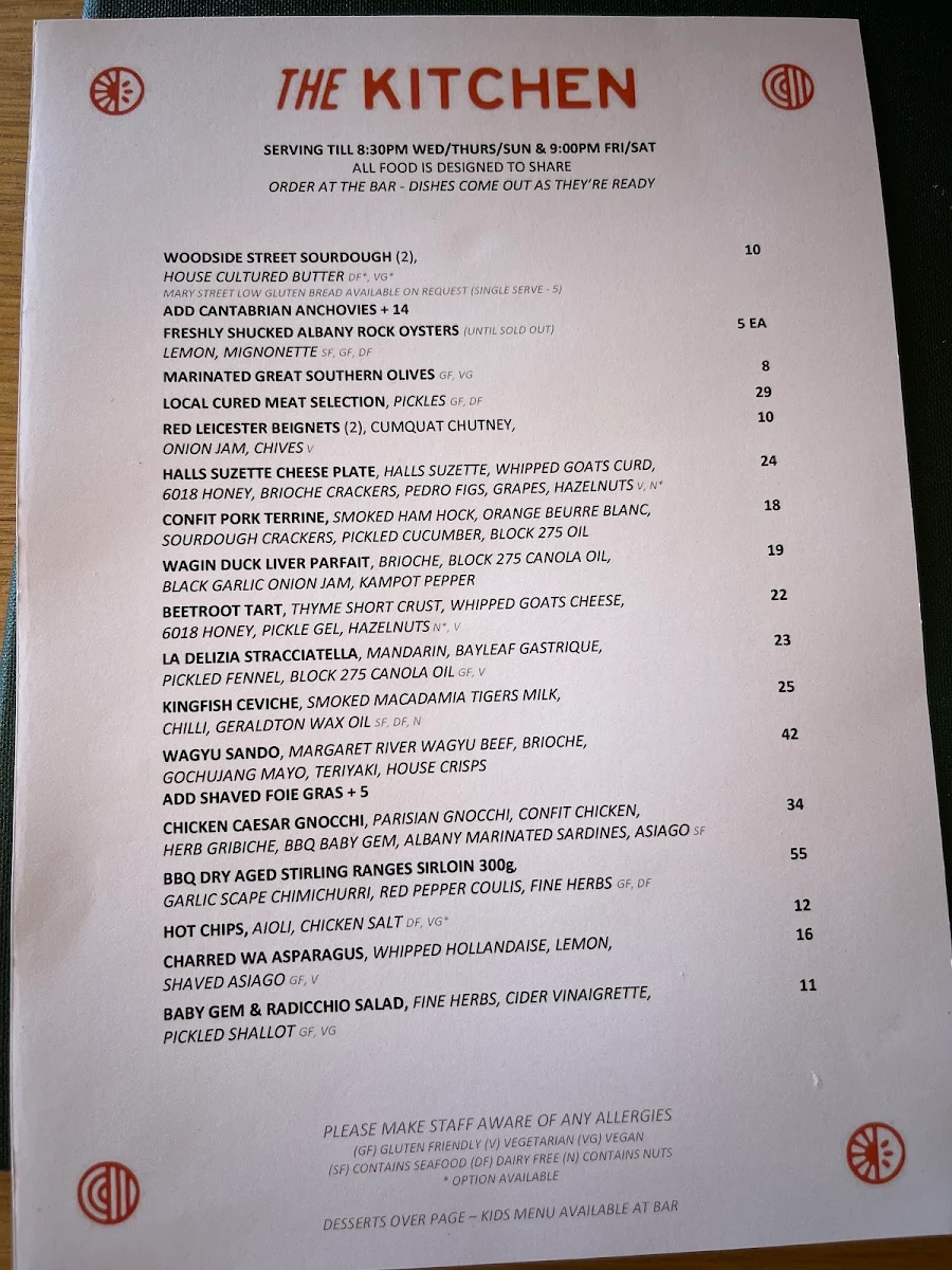 Menu, The Corner Dairy