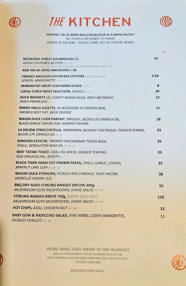 Menu, The Corner Dairy