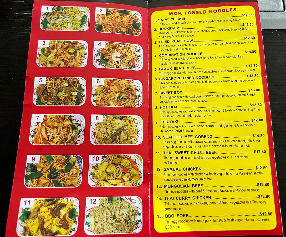 Menu, Noodle Paradise