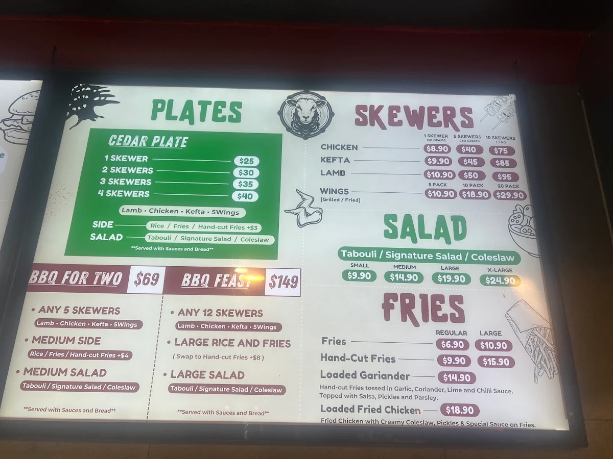 Menu, Cedar Wrap BBQ