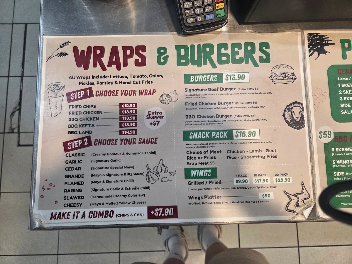 Menu, Cedar Wrap BBQ