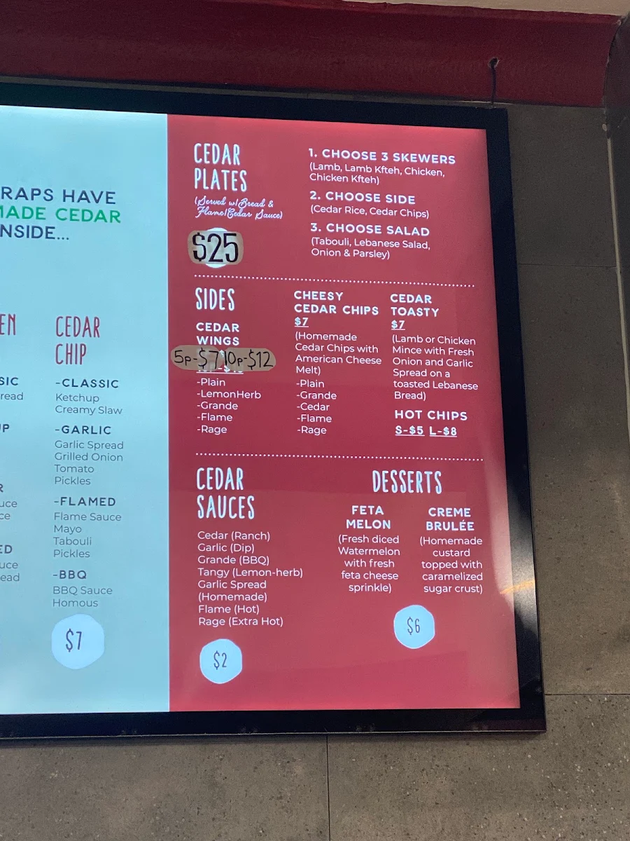 Menu, Cedar Wrap BBQ