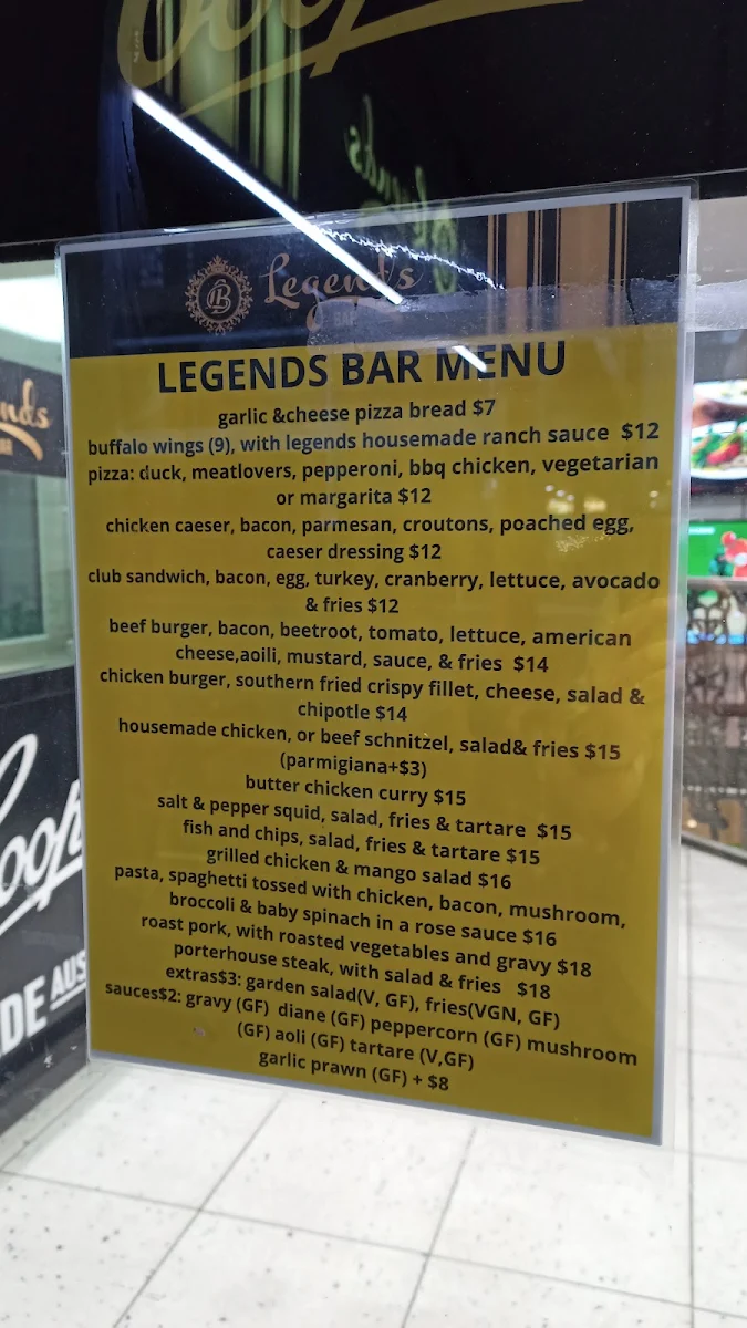 Menu, Legends Bar