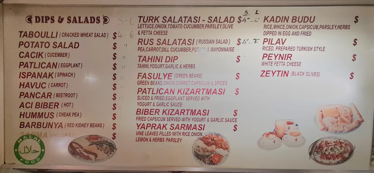 Menu, Zara