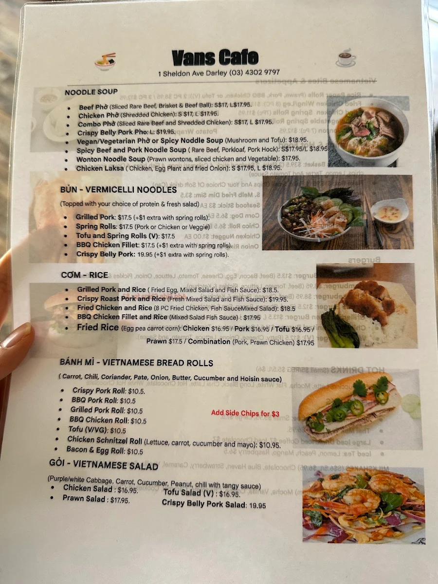 Menu, Vans Cafe