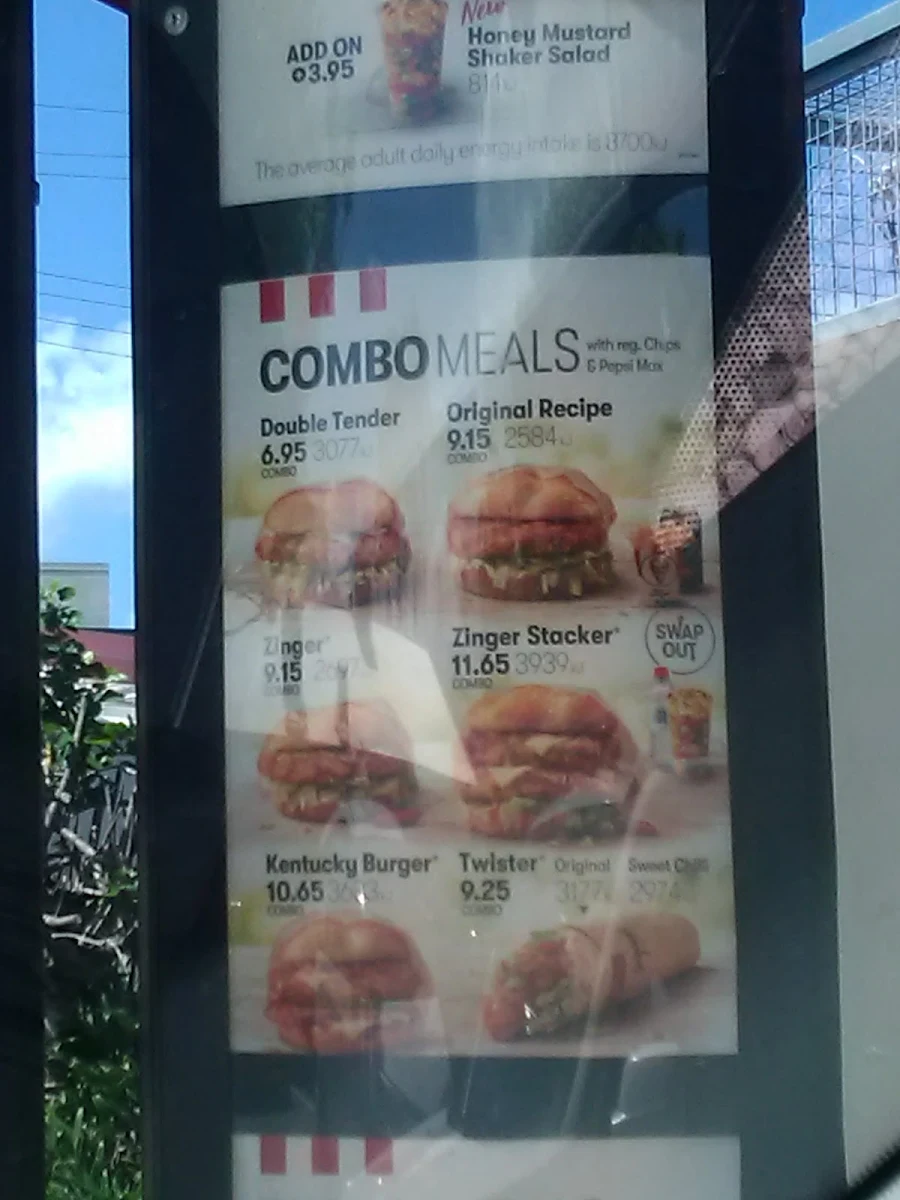 Menu, KFC Maroochydore