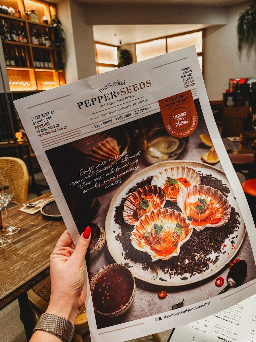 Menu, Pepper Seeds Kent Street