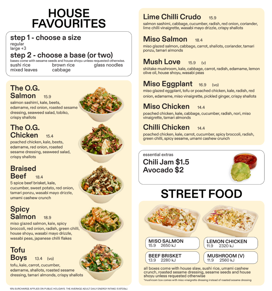 Menu, FISHBOWL - Eagle Street