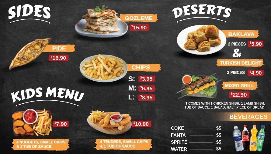Menu, Baba’s Kebab and Grill