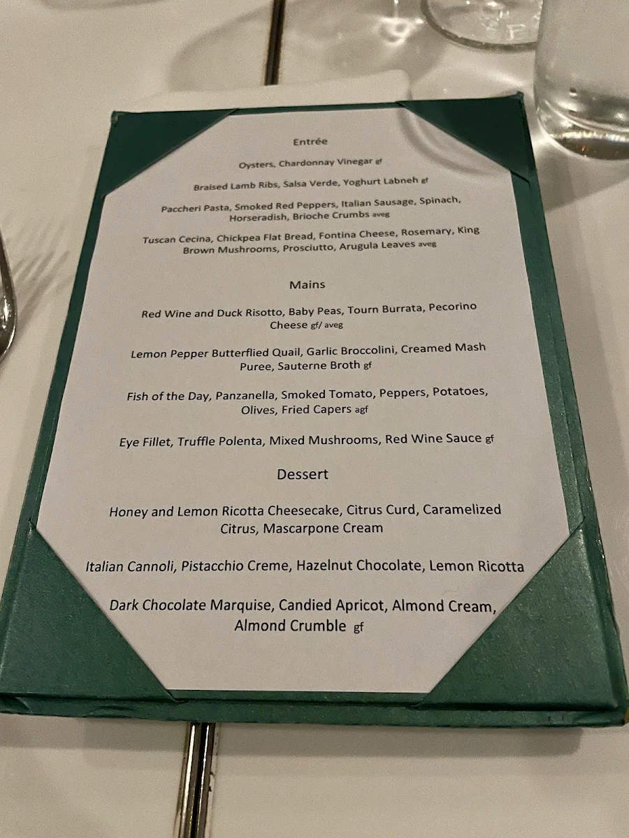 Menu, Alchemy Restaurant and Bar Brisbane