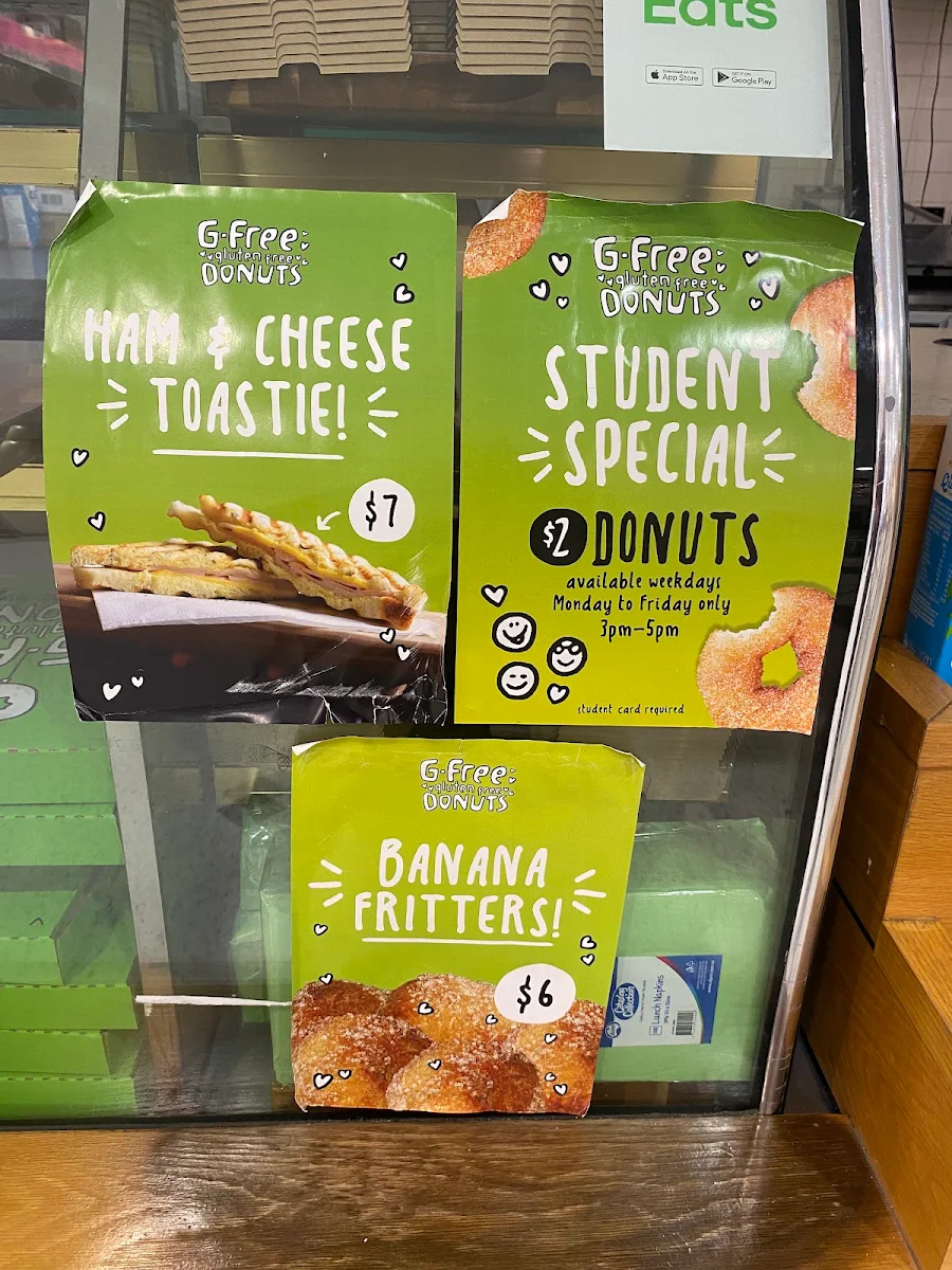 Menu, G-Free Donuts