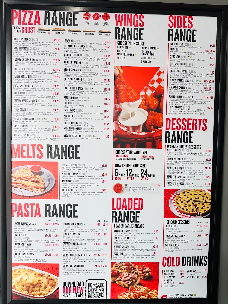 Menu, Pizza Hut Dandenong
