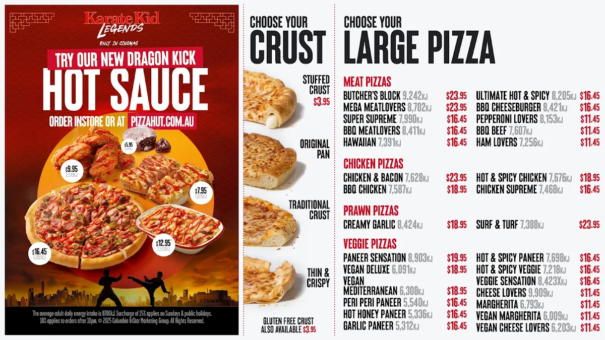 Menu, Pizza Hut Dandenong