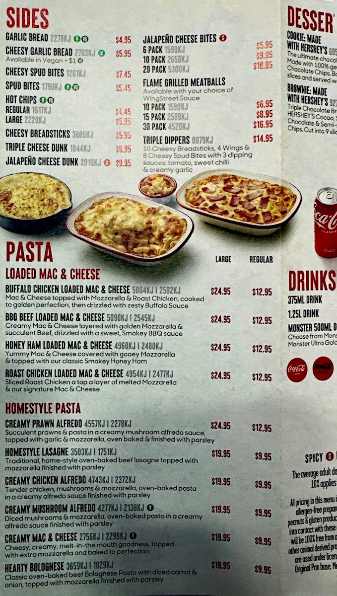 Menu, Pizza Hut Dandenong