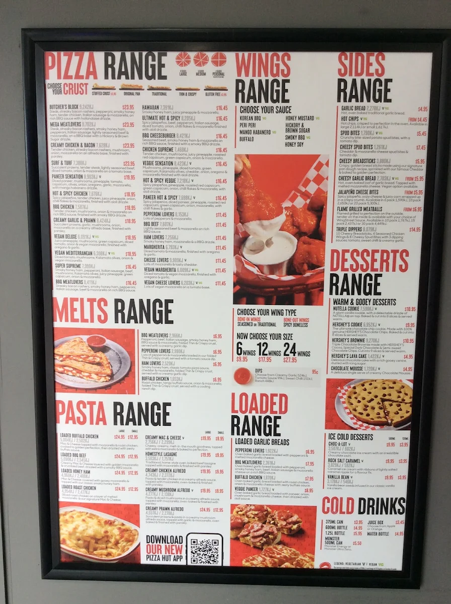 Menu, Pizza Hut Dandenong