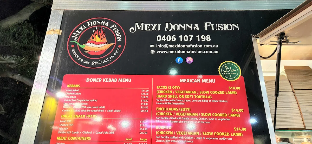 Menu, Mexi Donna Fusion