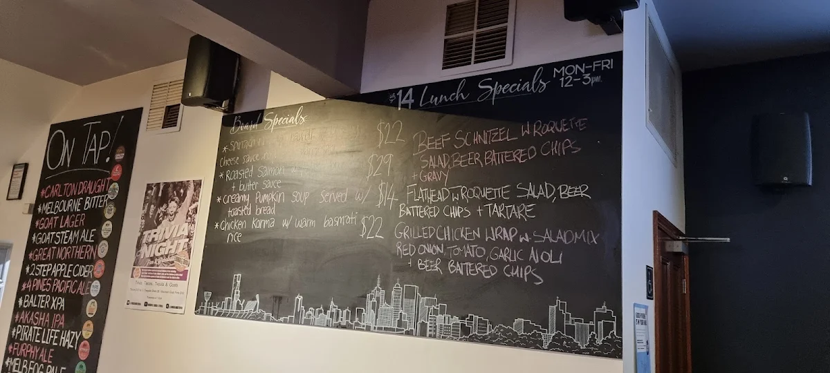 Menu, Mt View Hotel