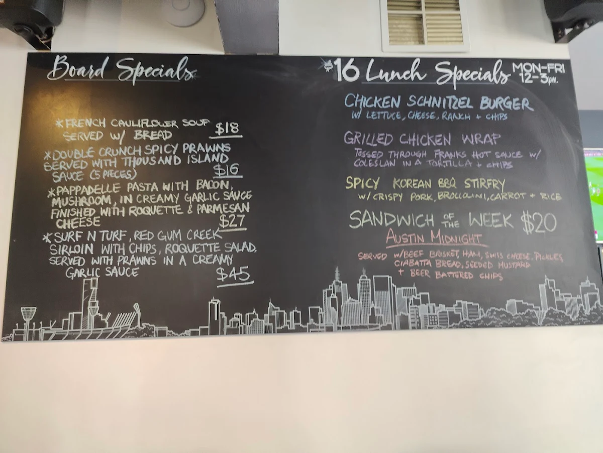 Menu, Mt View Hotel
