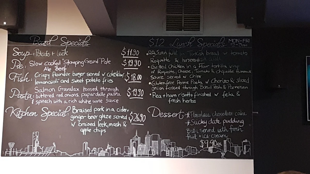 Menu, Mt View Hotel