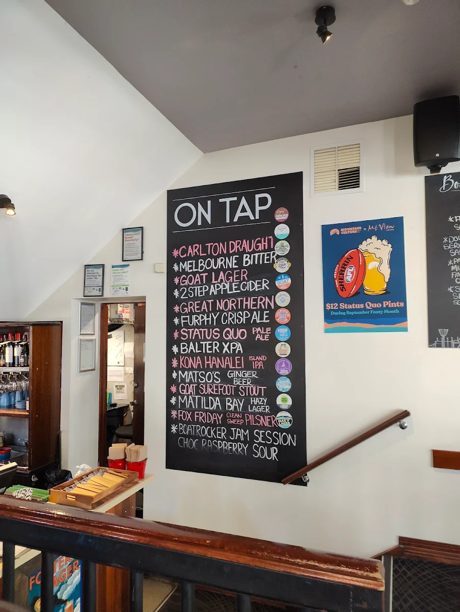 Menu, Mt View Hotel