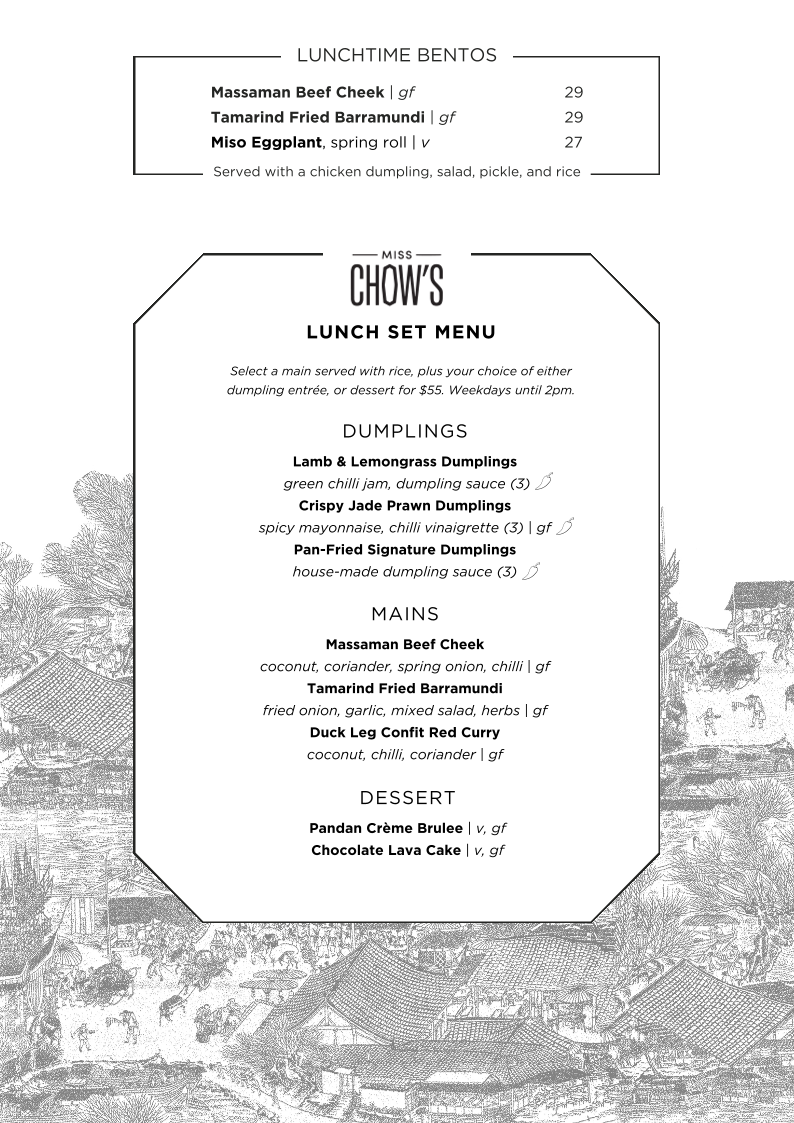 Menu, Miss Chow's On the Terrace