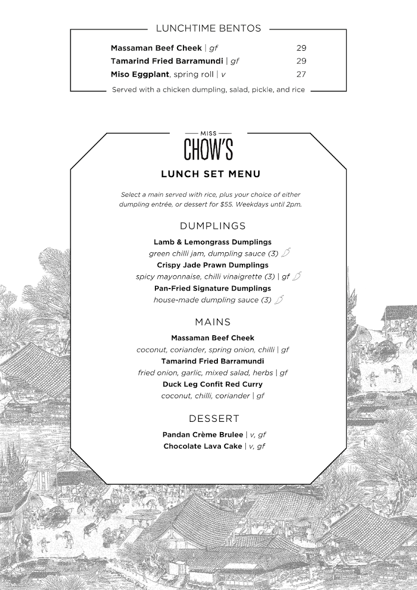 Menu, Miss Chow's On the Terrace