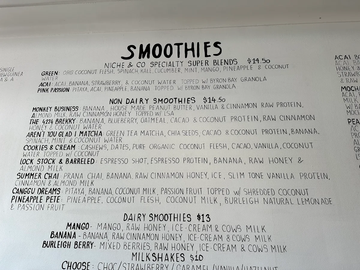 Menu, Halcyon Coffee House