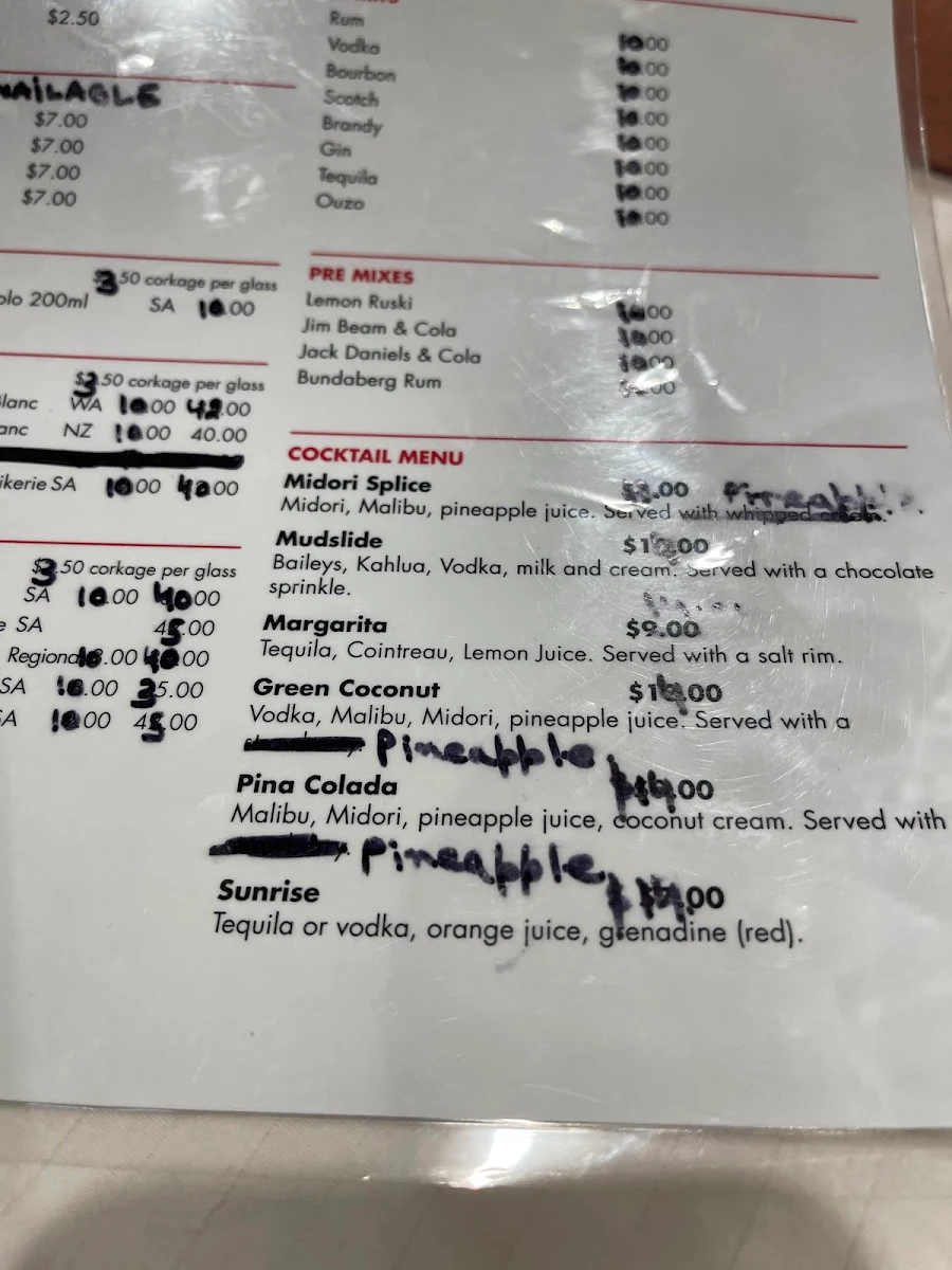 Menu, Panovino