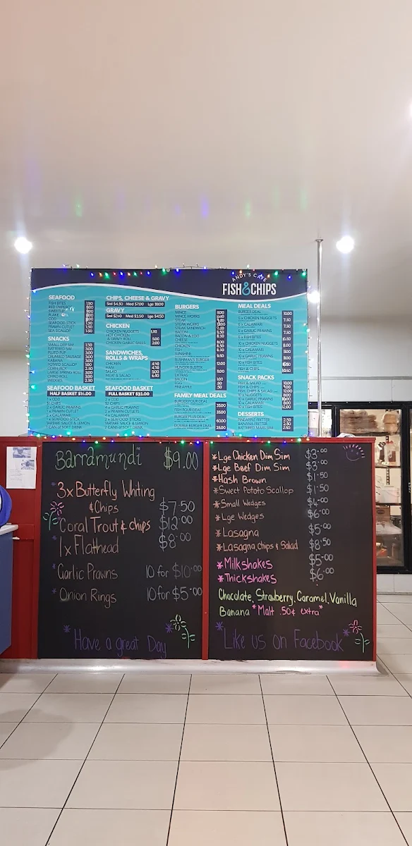 Menu, Andy’s Fish & Chip Cafe
