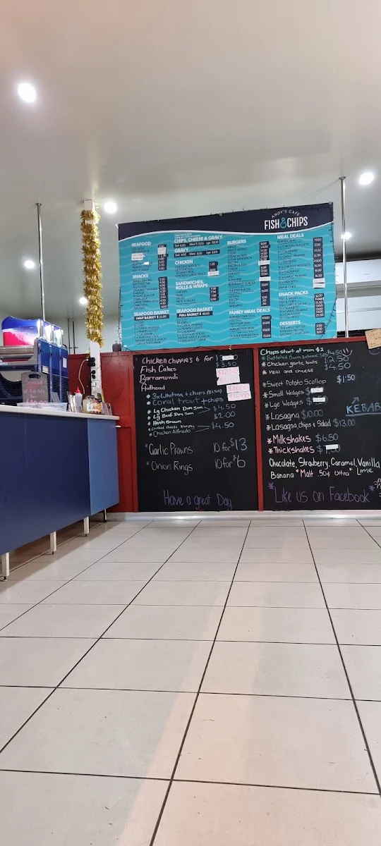 Menu, Andy’s Fish & Chip Cafe