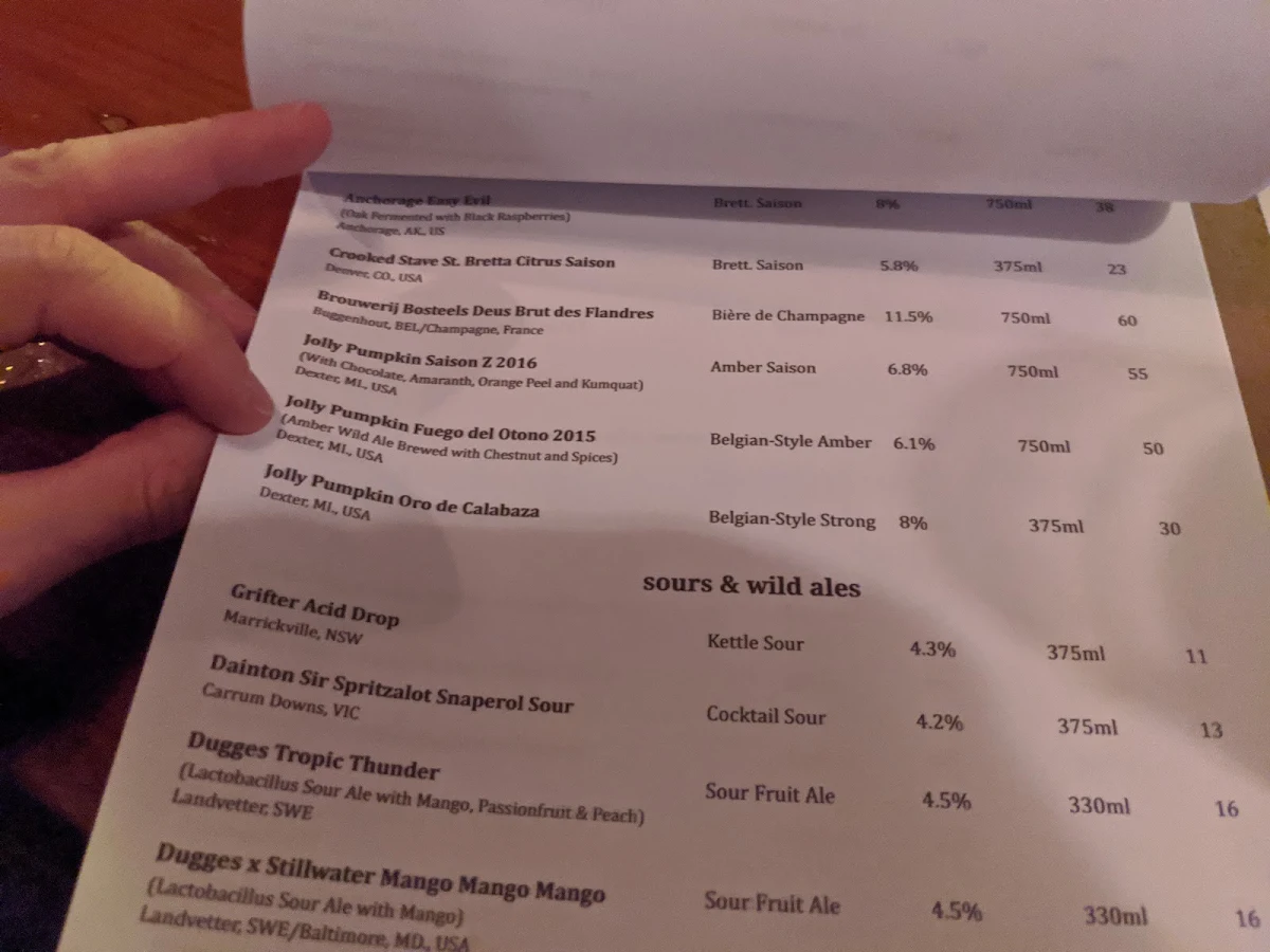 Menu, Bitter Phew