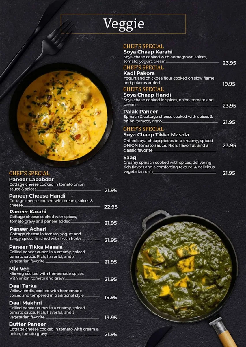 Menu, Flaming Karachi Cannington