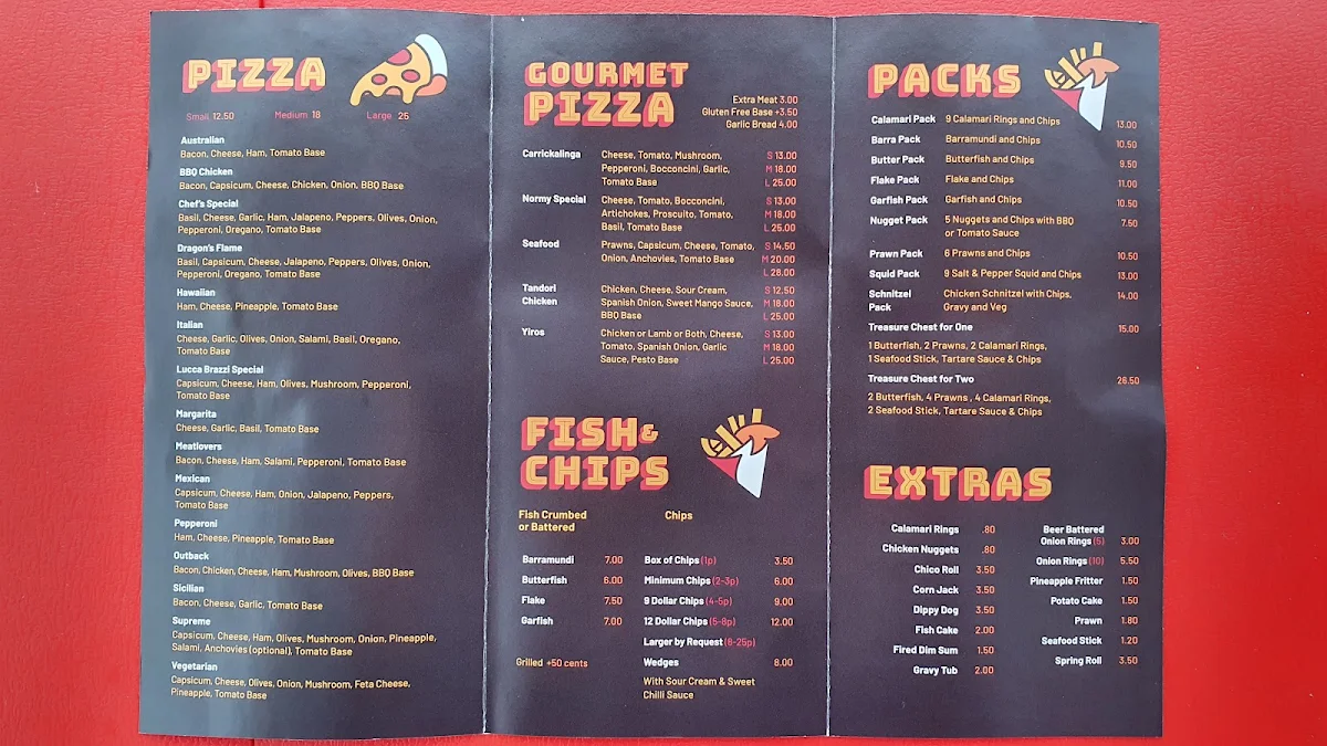Menu, Fast Eddies Normanville
