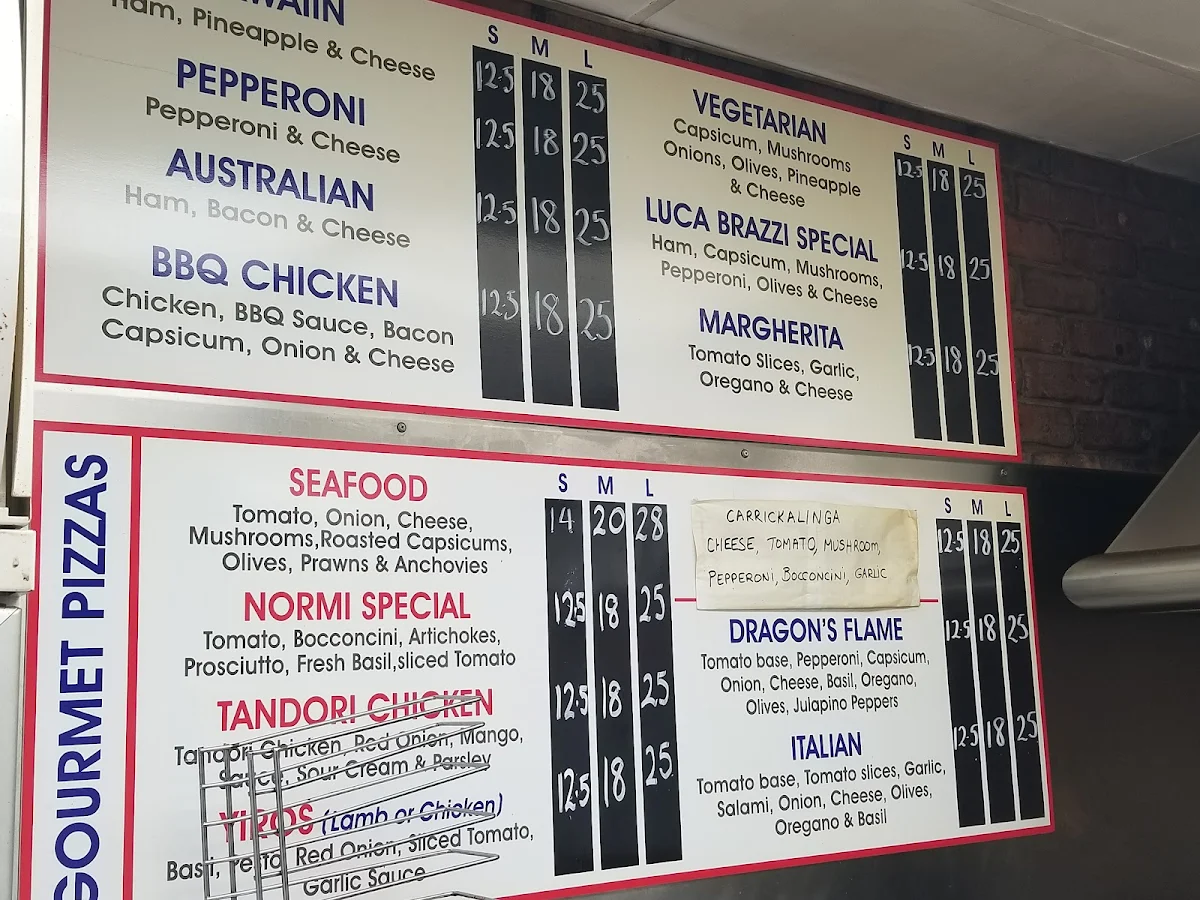 Menu, Fast Eddies Normanville