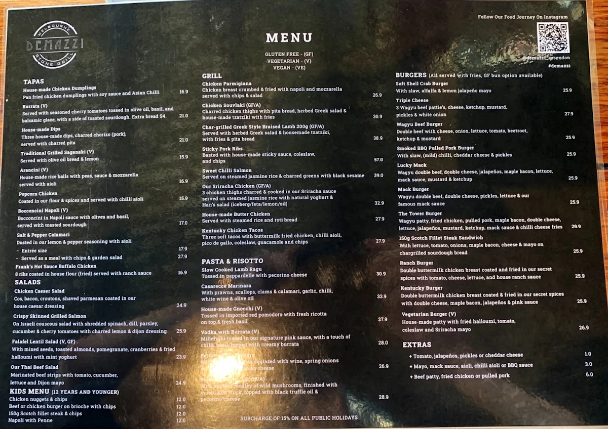 Menu, Demazzi