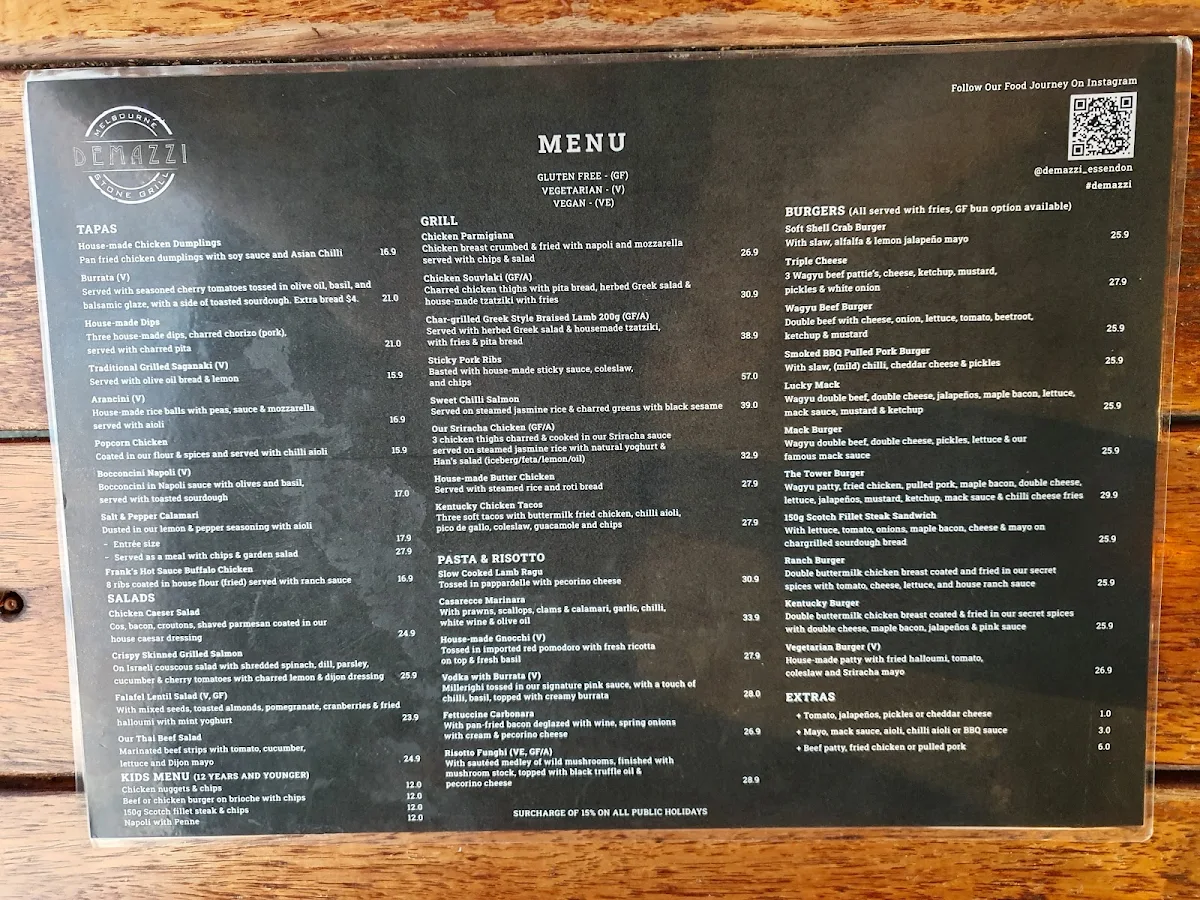 Menu, Demazzi