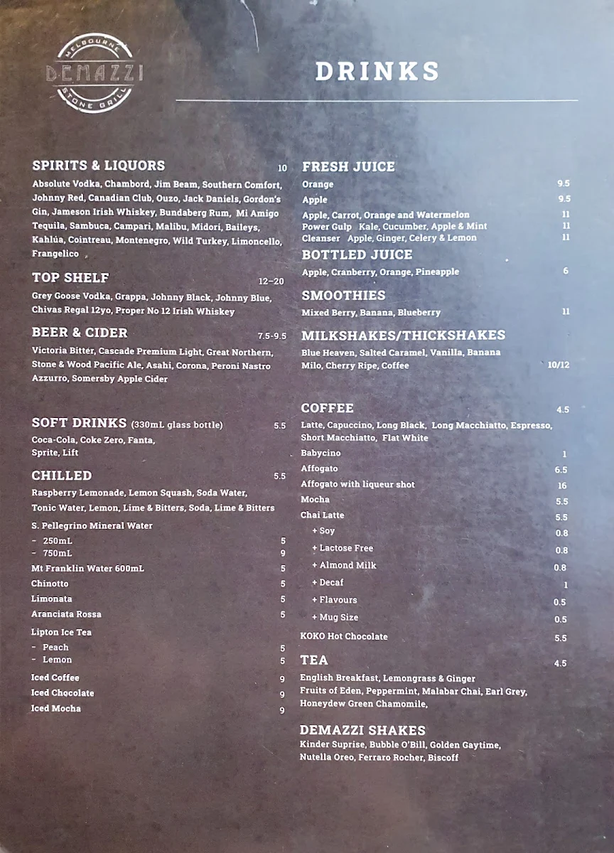 Menu, Demazzi