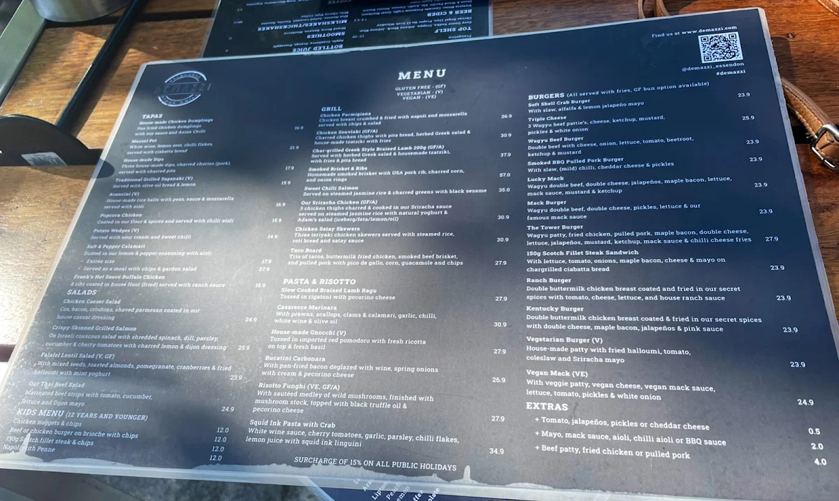 Menu, Demazzi