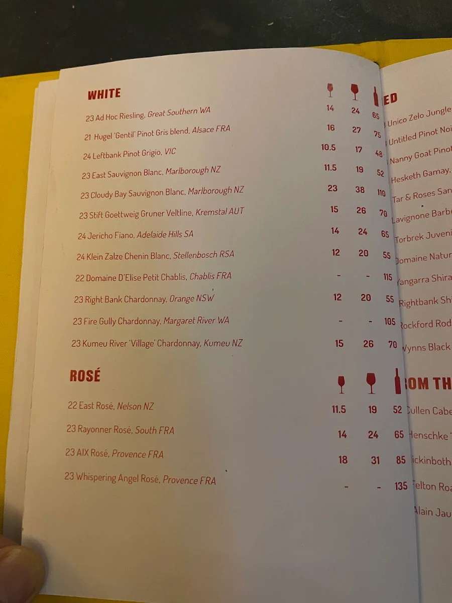Menu, The Golden Sheaf