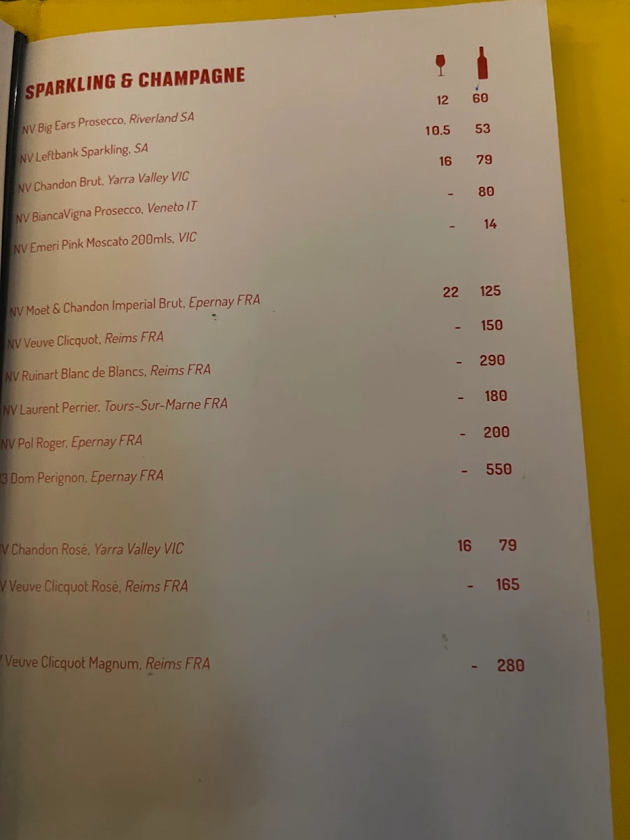Menu, The Golden Sheaf