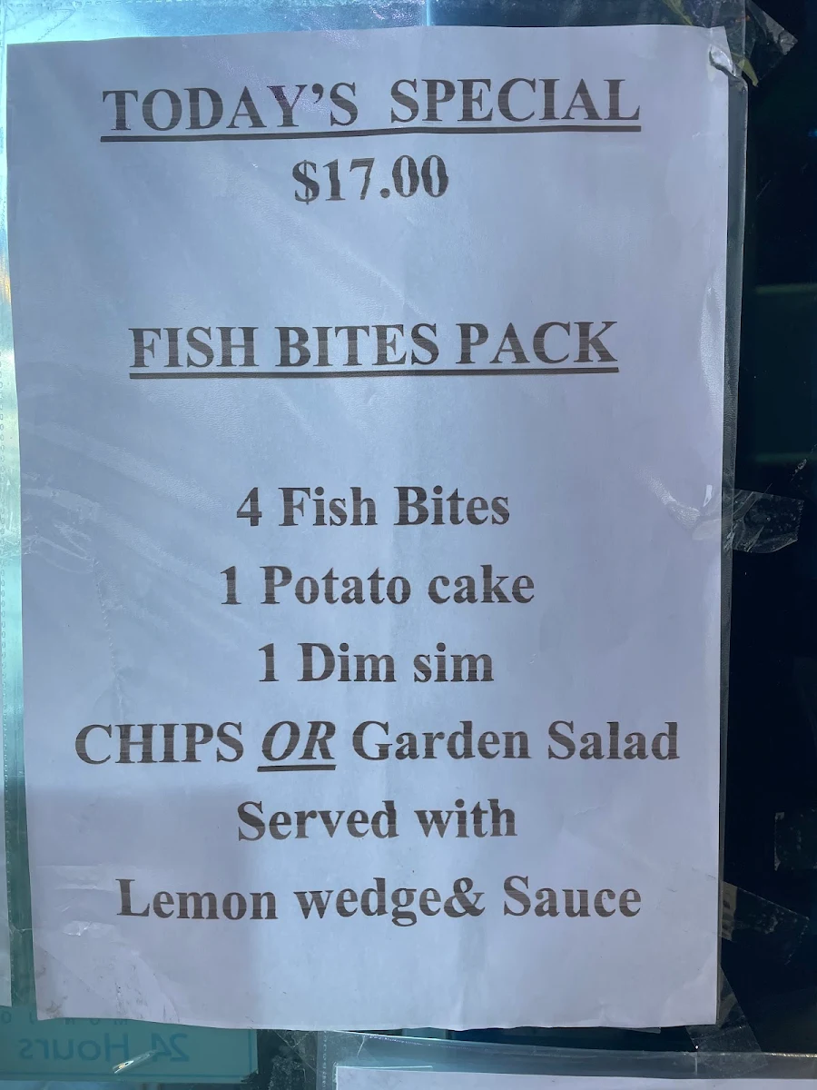 Menu, Fish N Chips on Docks