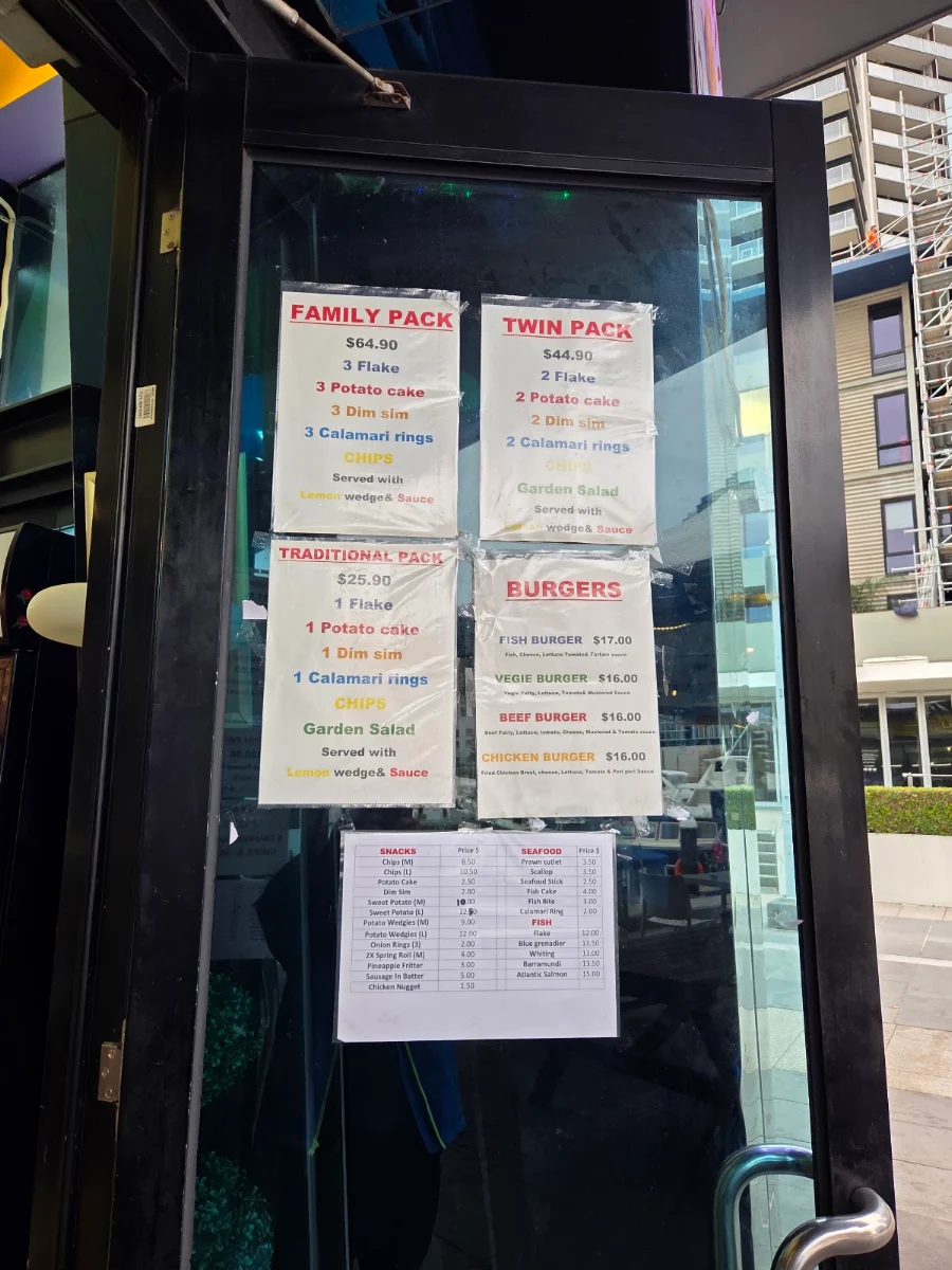 Menu, Fish N Chips on Docks