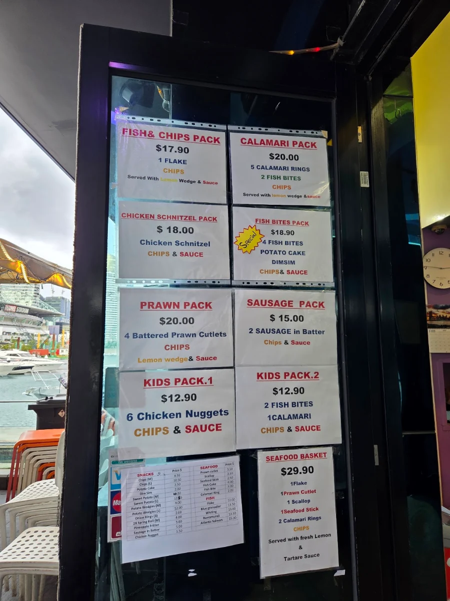 Menu, Fish N Chips on Docks